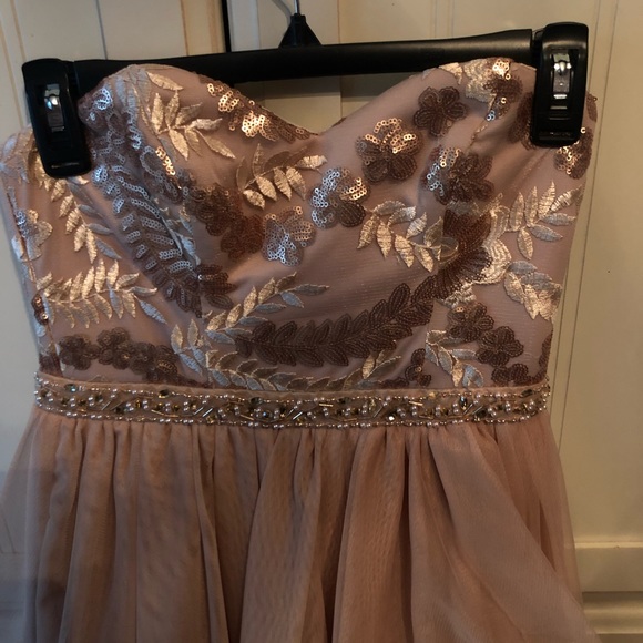 Sequin hearts rose gold/blush prom dress - Picture 2 of 7